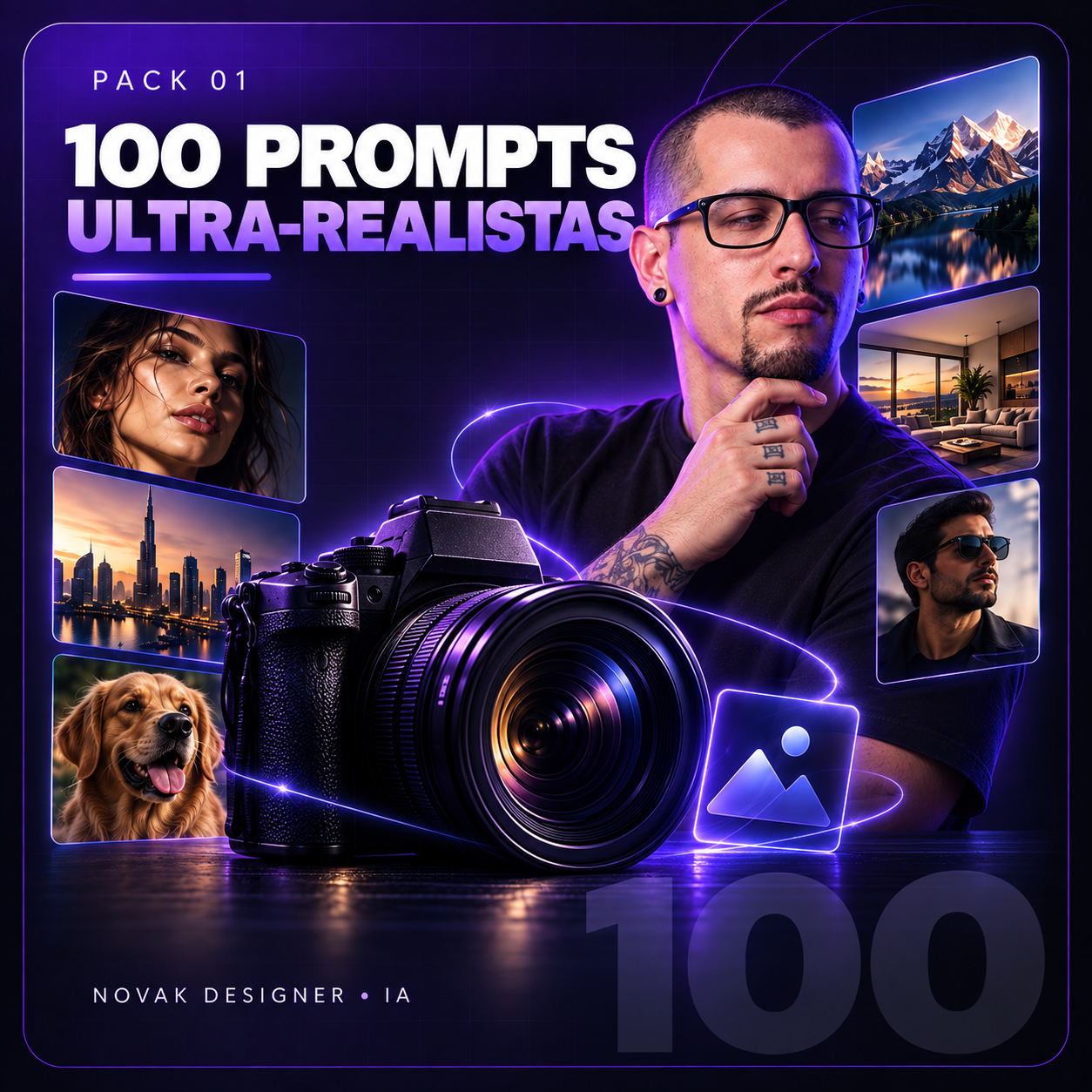 Capa de 100 Prompts Ultra-Realistas